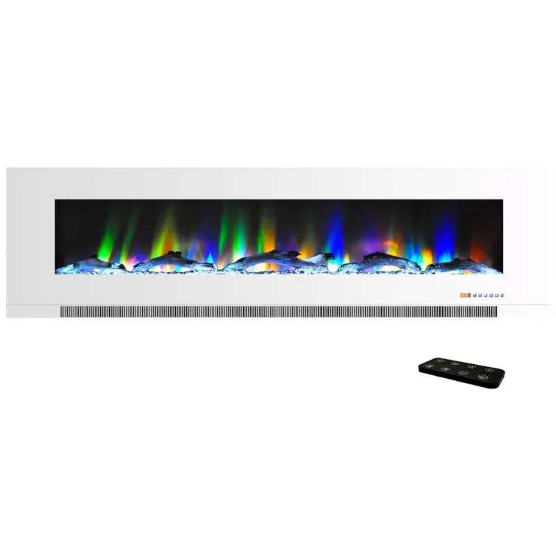 Lareira Eletrica De Embutir A50x152l Com Chamas Multicolorida, 110v, Cambridge Cam60wmef, Branca