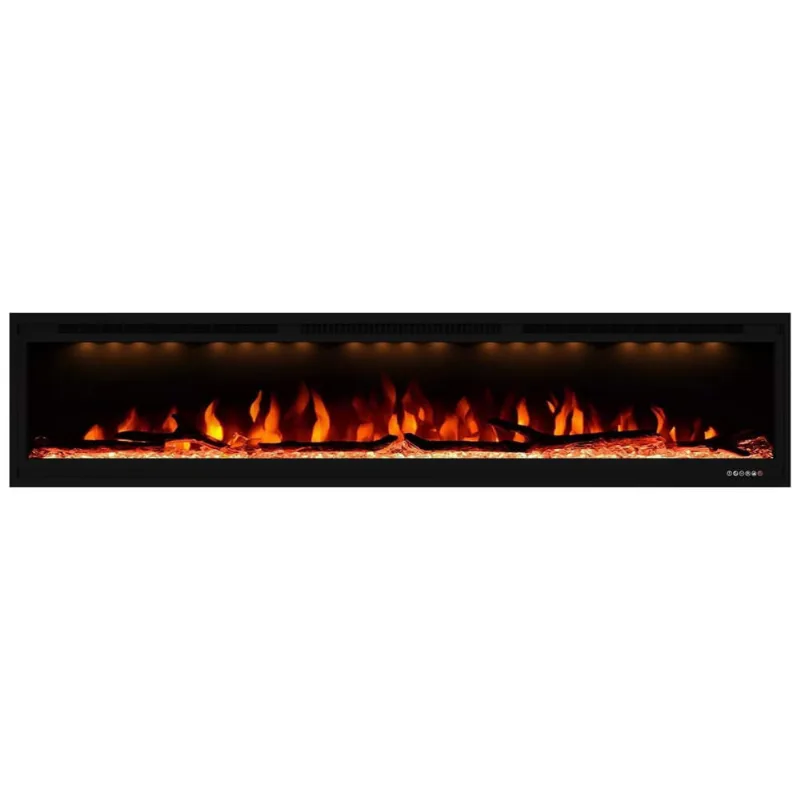 Lareira Elétrica De Embutir A43x193l Com Controle Remoto E Proteção Contra Superaquecimento, 110v 1500w, Valuxhome, Preta