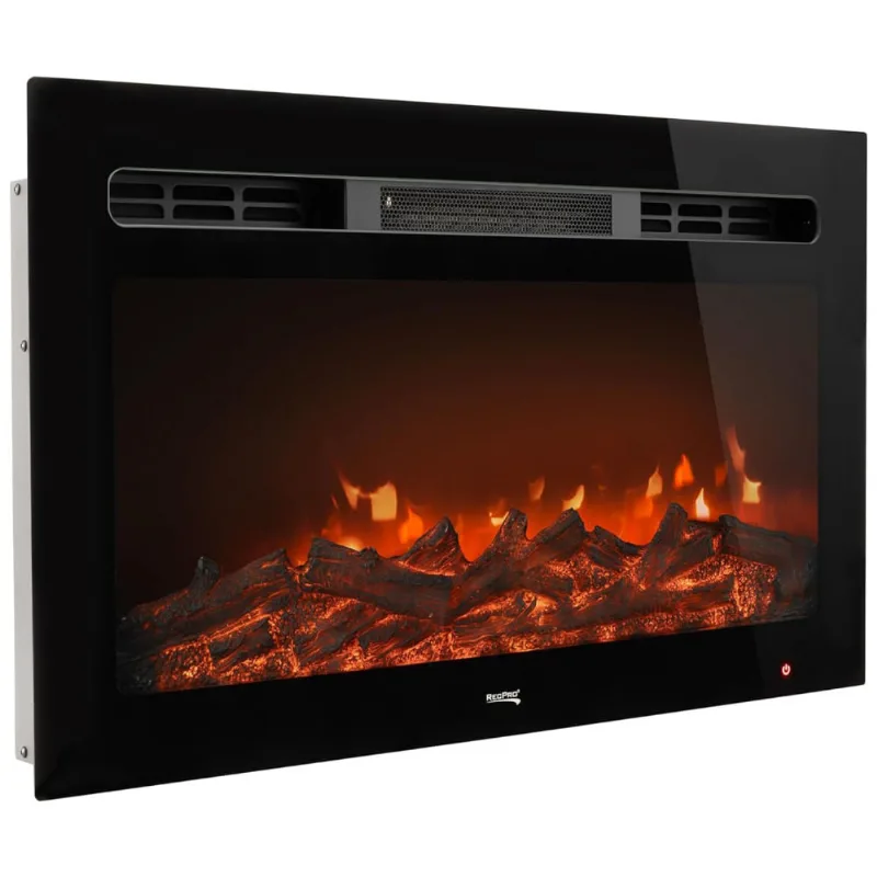 Lareira Elétrica De Embutir A58x70l Com Controle Remoto, 110v, Recpro, Preta