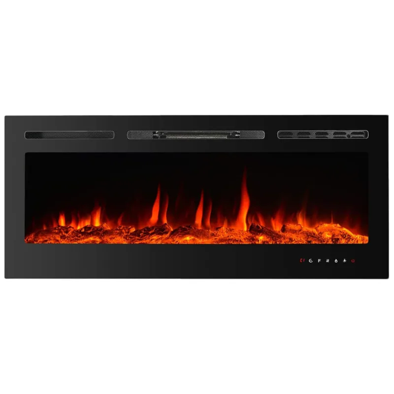 Lareira Elétrica De Embutir A54x127l Com Controle Remoto E Tela Sensível Ao Toque, 110v, Charavector, Preta