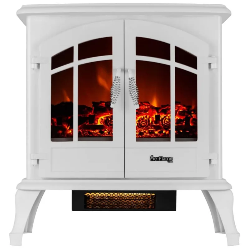 Lareira Eletrica Com Chamas 3d Ajustaveis, 750w 1500w, 110v, E Flame Usa, Branca