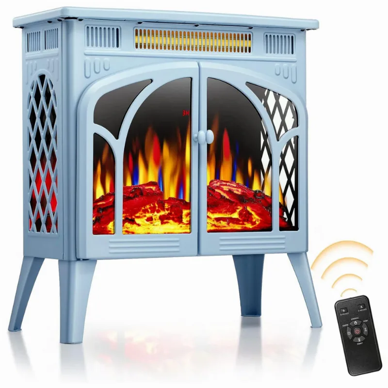 Lareira Elétrica Com Controle Remoto E Chamas 3d Ajustável, 5100 Btu, 110v, Xbeauty, Azul