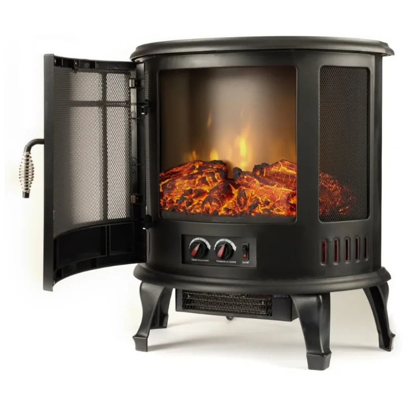 Lareira Eletrica Com Chamas 3d Ajustaveis, 1500w, 110v, E Flame Usa, Preta