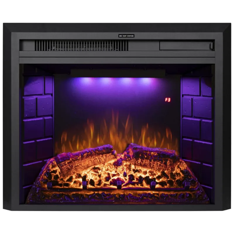 Lareira Elétrica De Embutir A53x64l Com Proteção Contra Superaquecimento E Chamas Ajustavel, 110v 1500w, Benrocks, Preta