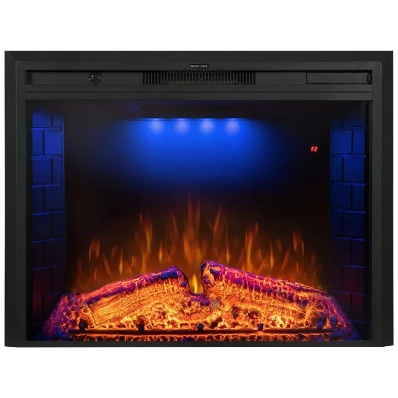 Lareira Elétrica De Embutir A62x78l Com Proteção Contra Superaquecimento E Chamas Ajustavel, 110v 1500w, Benrocks, Preta