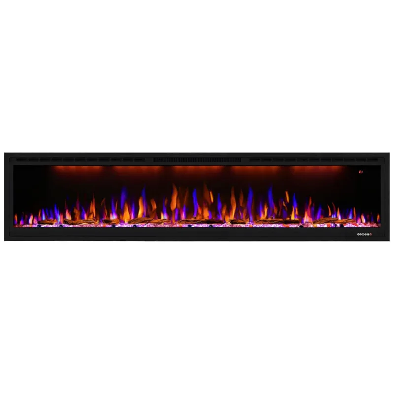 Lareira Elétrica De Embutir A45x194l Com Controle Remoto E Chamas Multicolorida, 110v, Dreamflame, Preta