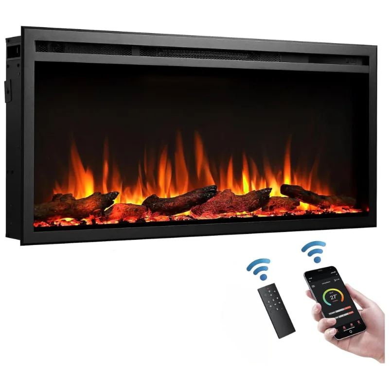 Lareira Elétrica De Embutir A45x101l Com Controle Remoto, 110v , Legendflame Ef286, Preta