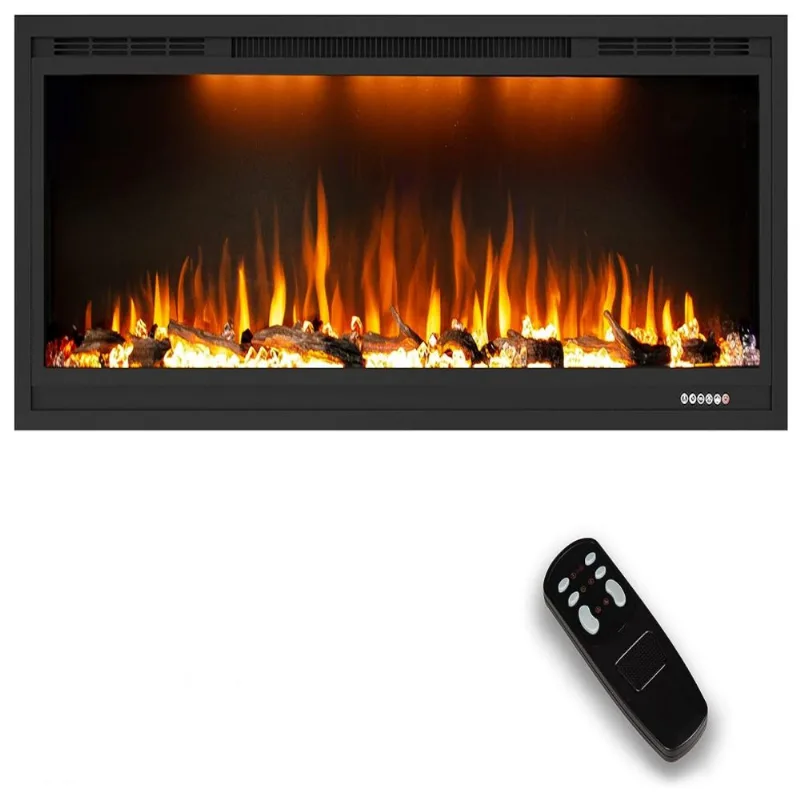 Lareira Elétrica De Embutir A43x132l Com Controle Remoto, 110v 1500w, Dreamflame, Preta