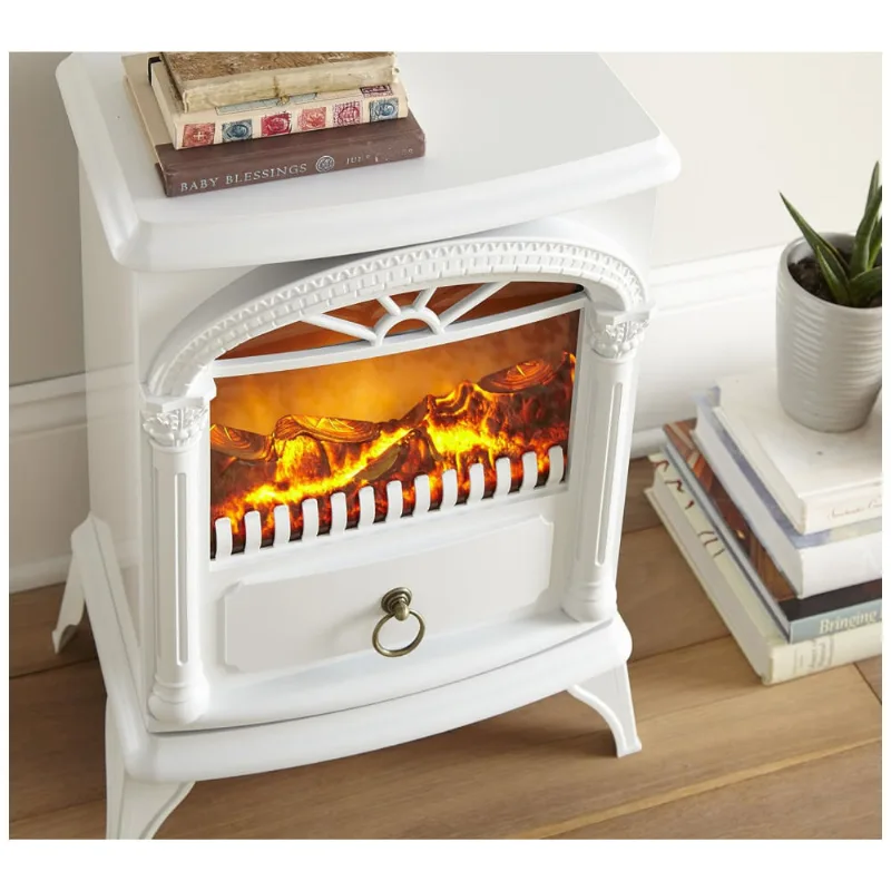 Lareira Eletrica Com Chamas 3d Ajustaveis, 5115 Btu, 1500w 110v, E Flame Usa, Branca