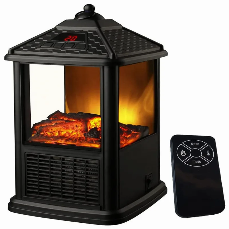 Mini Lareira Elétrica Com Controle Remoto E Chamas 3d Ajustável, 900w, 110v, Dainiqukanhai, Preto