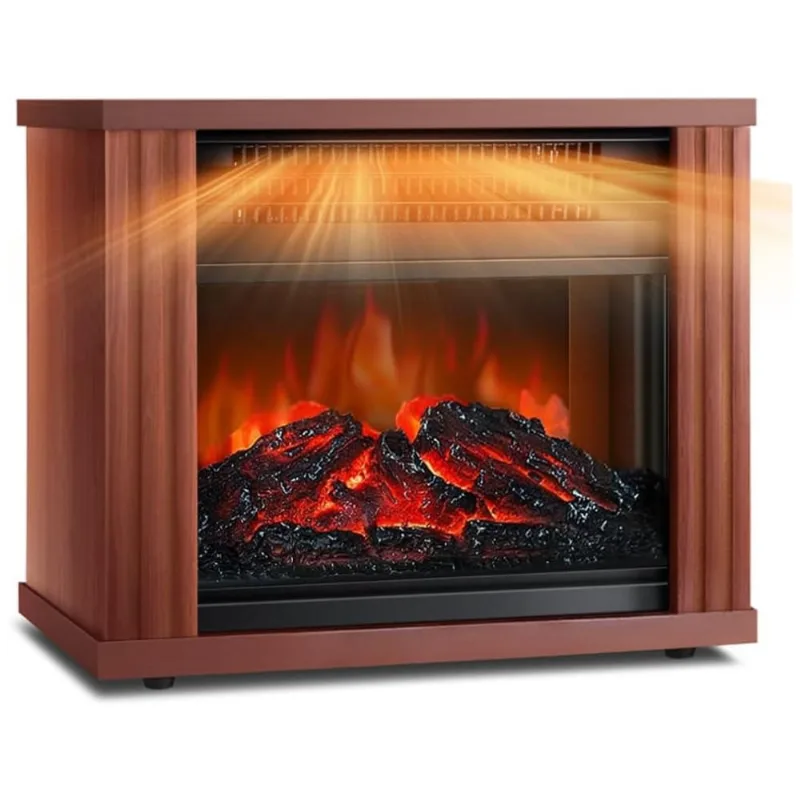 Lareira Eletrica Com Chamas 3d Ajustaveis, 1500w, 110v, Lifeplus, Marrom