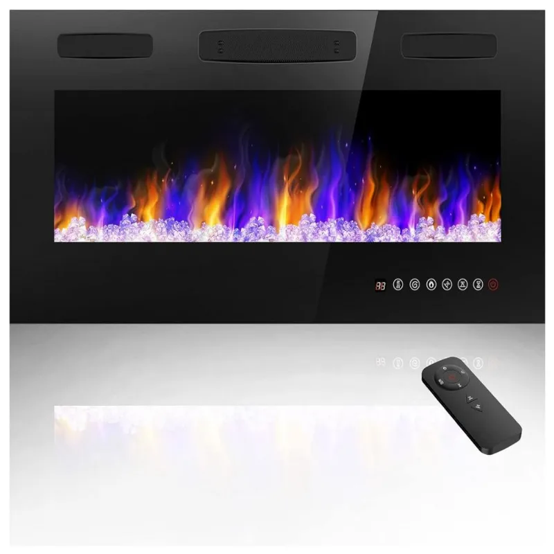 Lareira Elétrica De Embutir A45x91l Com Controle Remoto E Temporizador, 110v, Andaxin, Preta