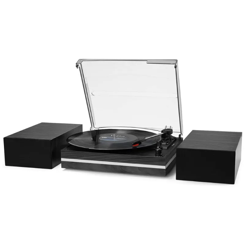 Toca Discos Retro Com 3 Velocidades E Alto Falantes Estéreo Duplos, Seasonlife R612, Preto