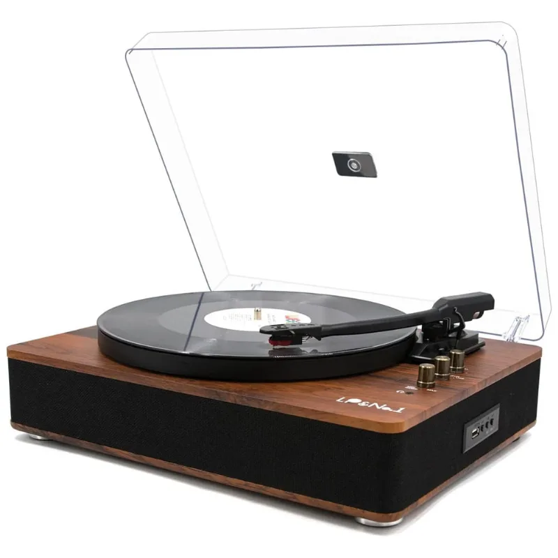 Toca Discos Retro Com 3 Velocidades E Alto Falantes Estéreo, Lpno1, Marrom Escuro