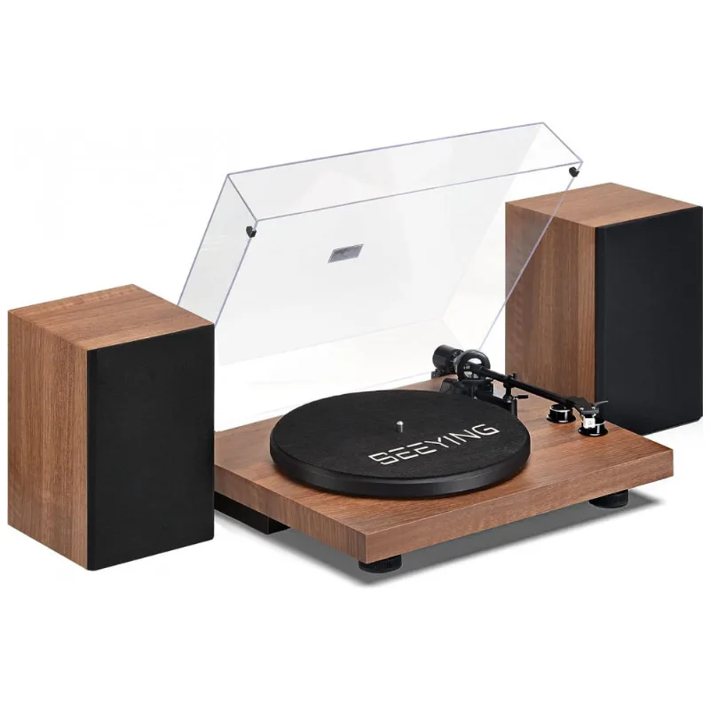 Toca Discos Retro 2 Velocidades Com Gravacao Usb E Cartucho Magnetico, Seeying, Marrom