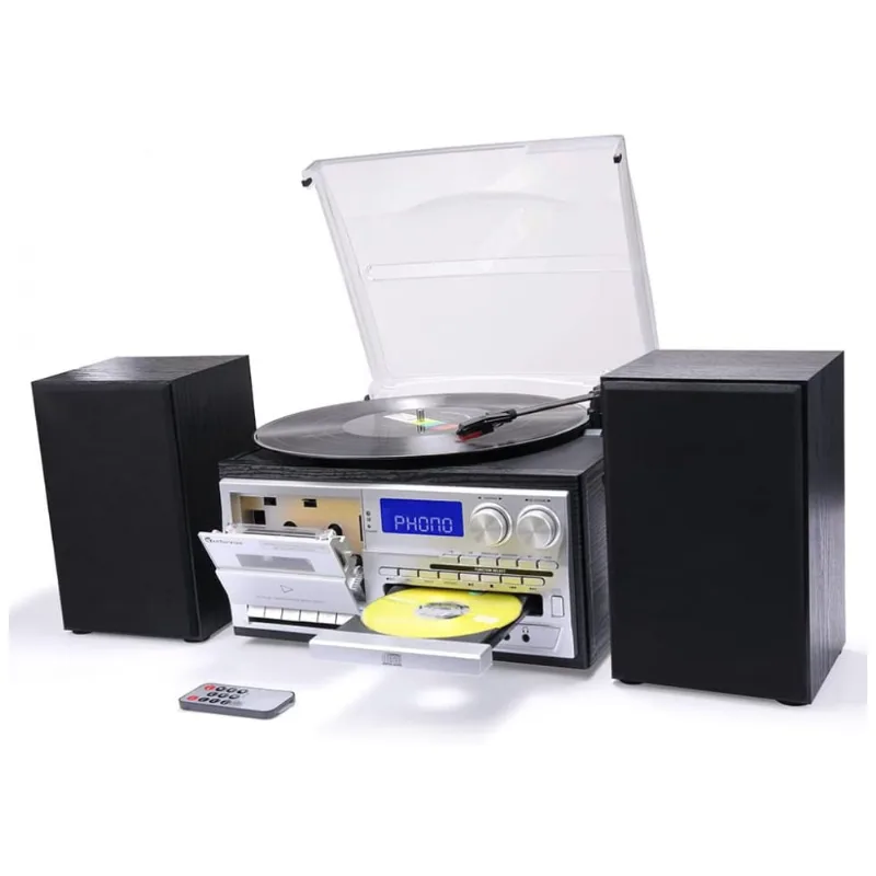 Toca Discos Retro 3 Velocidades Com Alto Falantes, Gartopvoiz, Preto