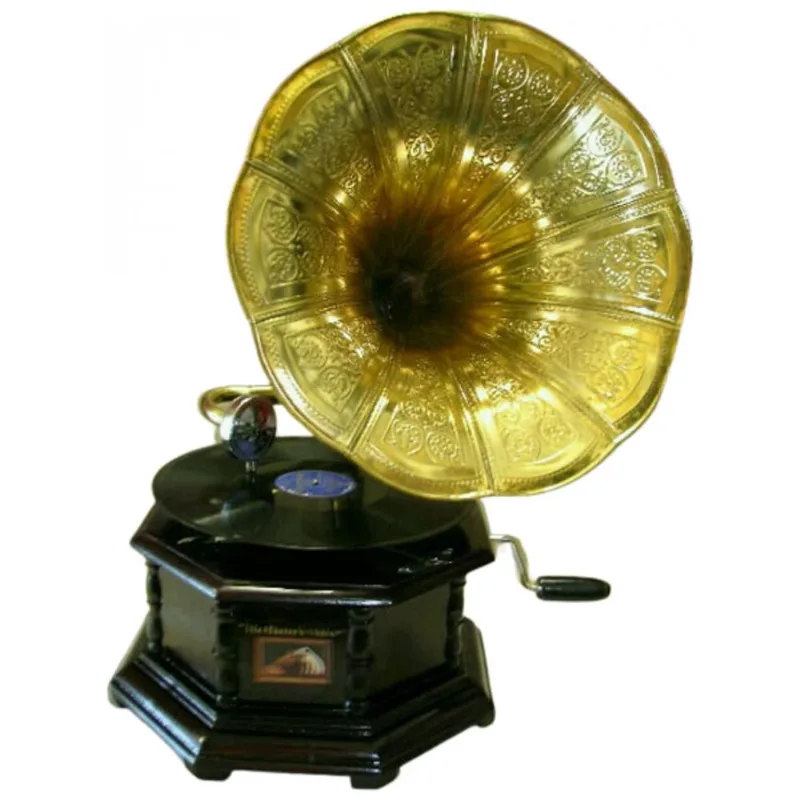 Gramofone Toca Discos Retro Com Alto Falantes Estereo, 110v, Preto