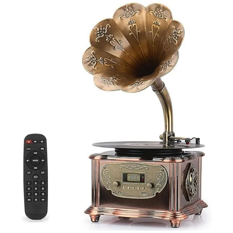 Gramofone Toca Discos Retro Com Bluetooth, Usb E Plataforma Giratória, 110v, Meageal