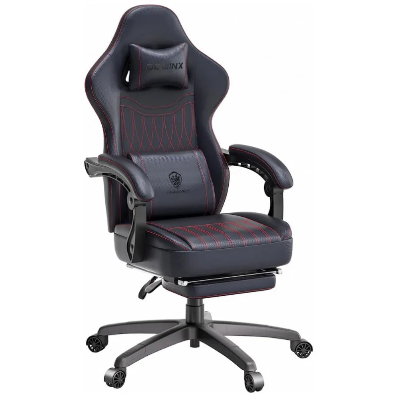 Cadeira Gamer Ergonômica com Apoio para Lombar e Cabeça, Dowinx, Preto