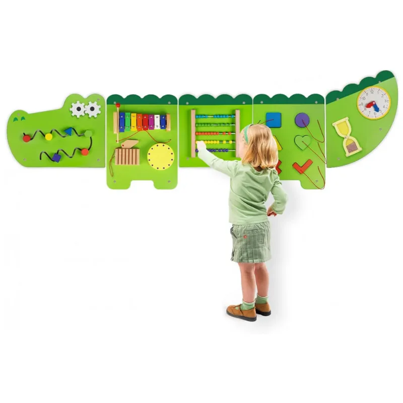 Painel Crocodilo Interativo E Educacional Os Sentidos, 6 Meses Ou Mais, Monläurd, Verde