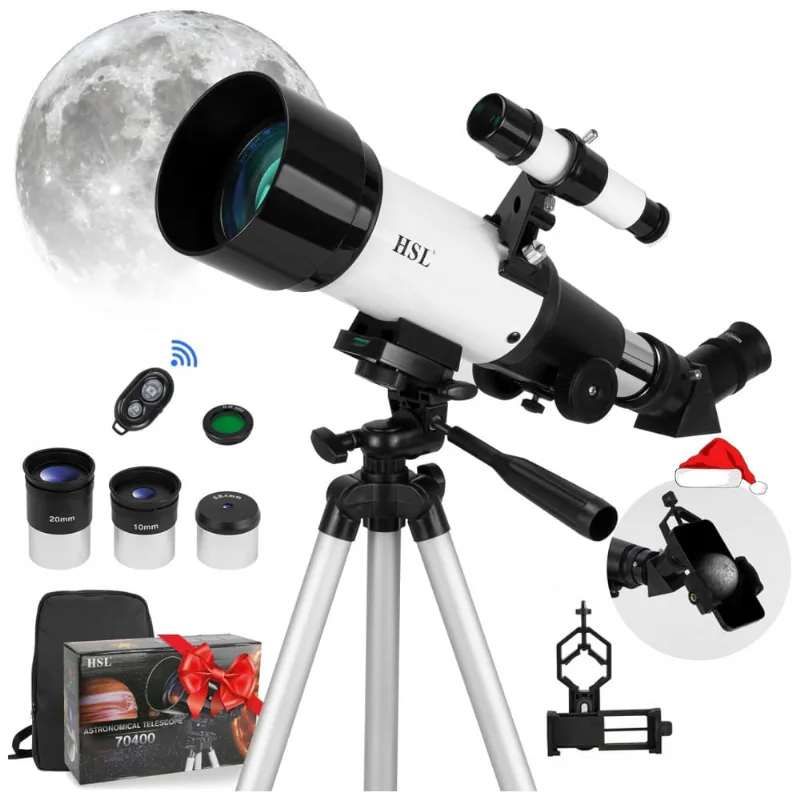Telescópio Astronômico 100x Com Adaptador De Celular E Bolsa Para Transporte, Hsl, Branco