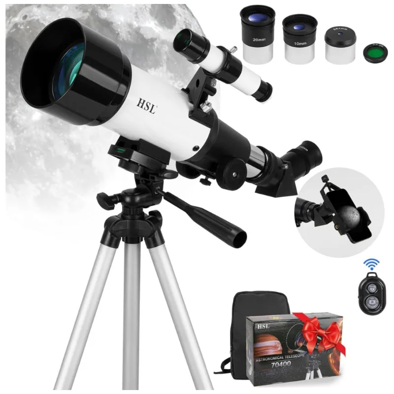 Telescópio Astronômico 100x Com Adaptador De Celular E Bolsa Para Transporte, Hsl, Preto