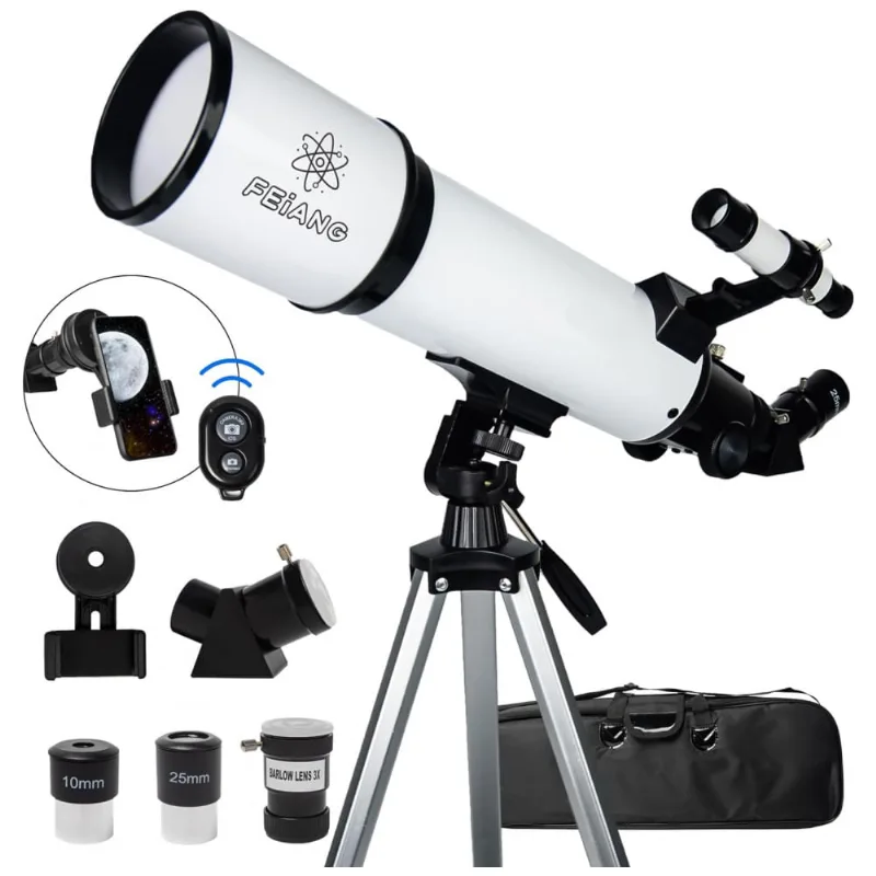 Telescópio Astronômico 180x Com Controle Remoto E Bolsa Para Transporte, Feiang, Branco