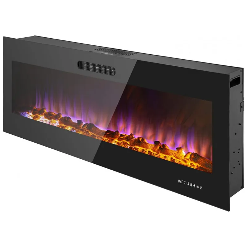 Lareira Elétrica De Embutir A45x152l Com Controle Remoto E Chamas Ajustável, 110v 1500w, Prominence Home, Preta
