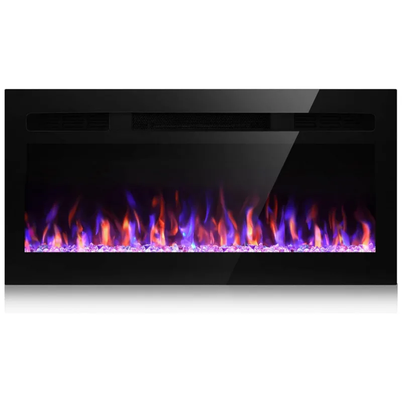 Lareira Elétrica De Embutir A44x152l Com Controle Remoto, Temporizador E Chamas Multicolorida, 110v, Litsdfm, Espelhada