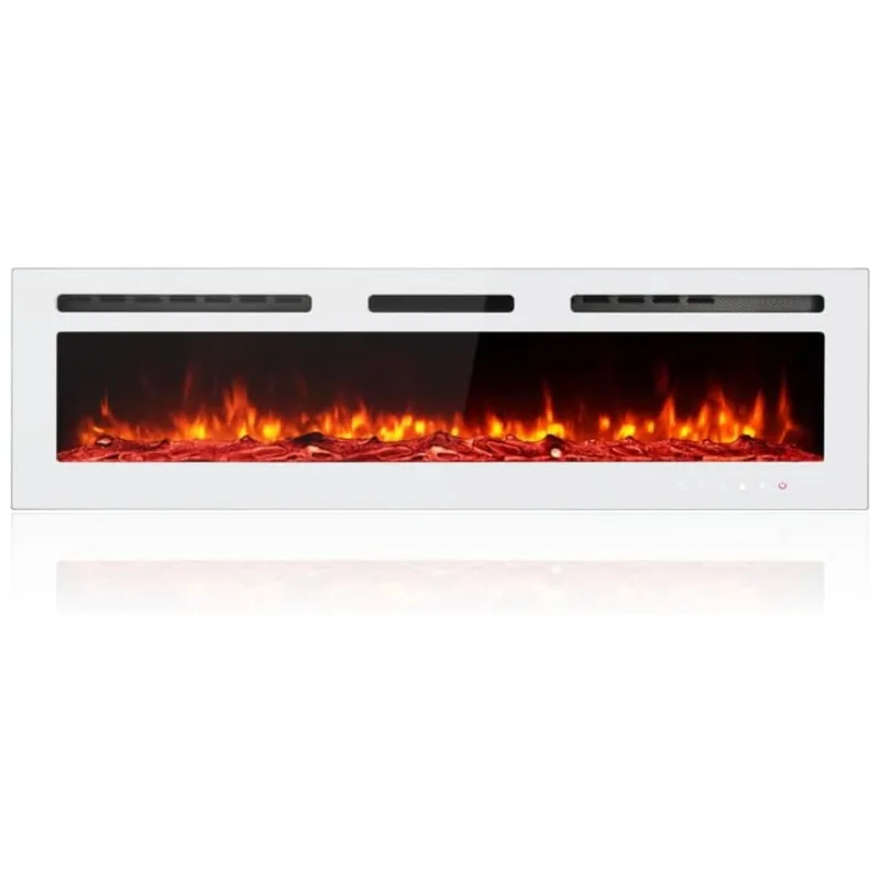 Lareira Elétrica De Embutir A43x152l Com Controle Remoto, 110v 1500w, Maxhonor, Branca