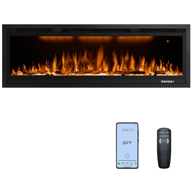 Lareira Elétrica De Embutir A44x132l Com Controle Remoto E Temporizador, 110v 1500w, Rodalflame, Preta
