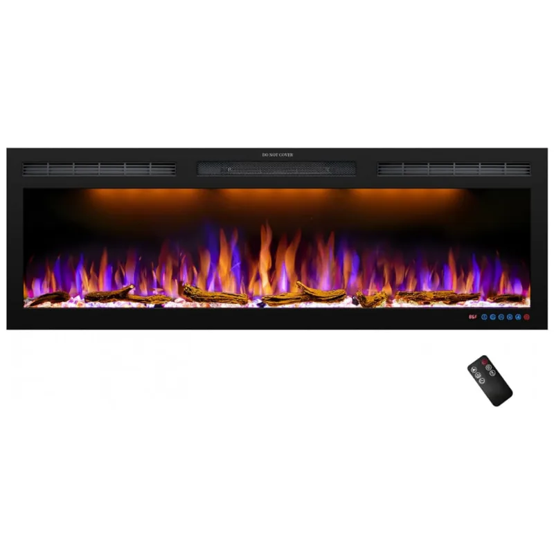 Lareira Elétrica De Embutir A44x127l Com Controle Remoto, Temporizador E Chamas Realista, 110v 1500w, Dreamflame, Preta