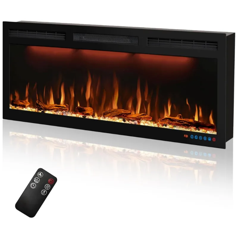 Lareira Elétrica De Embutir A44x223l Com Controle Remoto E Temporizador, 110v, Dreamflame, Preta