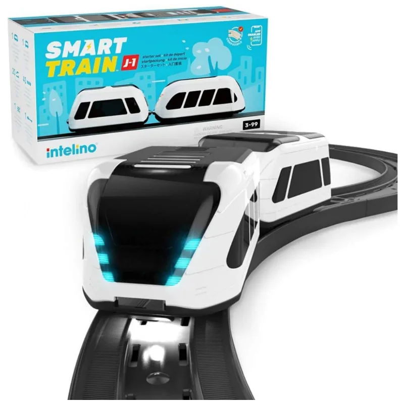 Conjunto de Trenzinho de Brinquedo com 4 Modos de Código e Habilitado para APP para Crianças de 3 a 12 anos, Intelino J1, Branco
