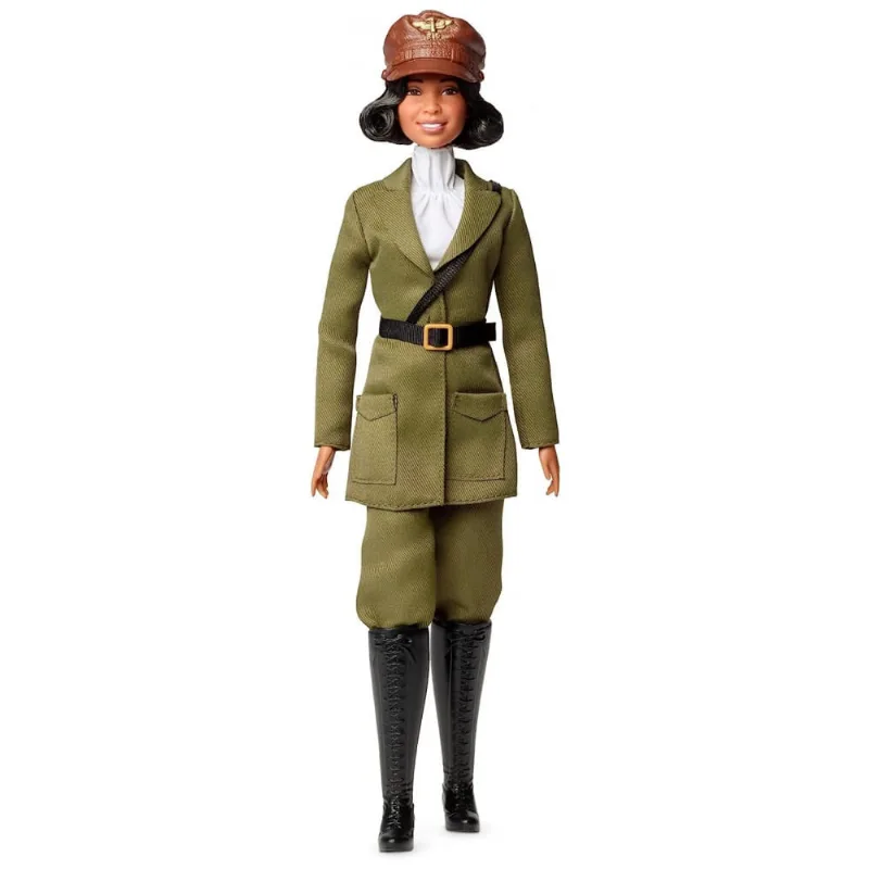 Boneca Barbie Inspirada em Bessie Coleman Colecionável Vestida com Traje de Aviador com Capacete e Óculos de Proteção