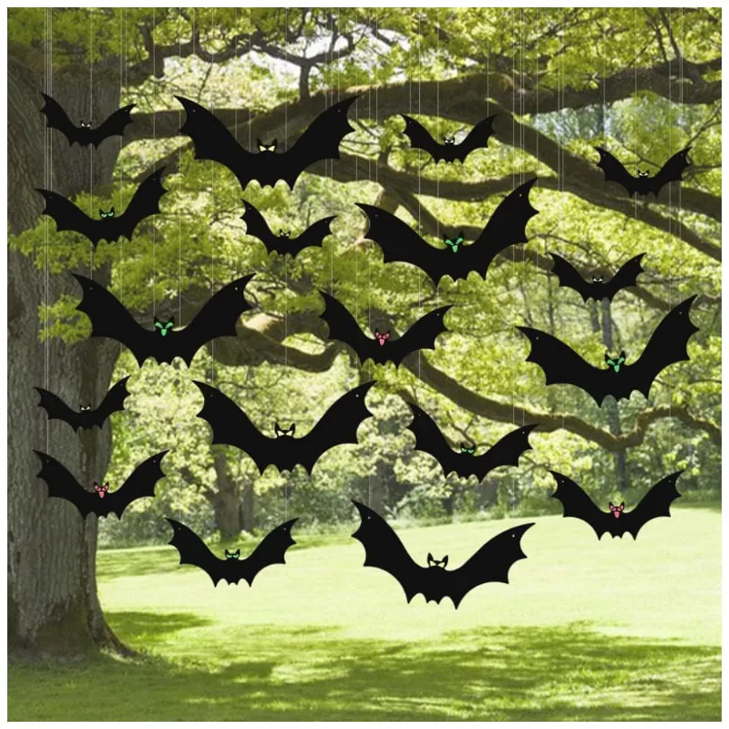 Kit de Decoração para Halloween com 18 Morcegos de Plástico