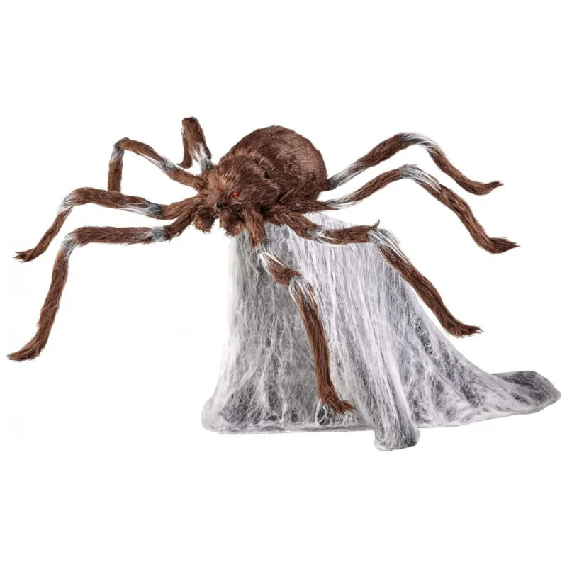 Aranha Animatrônica com Luzes e Movimento para Decoração de Halloween, Marrom