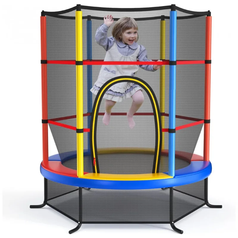 Trampolim Giantex para crianças, trampolim infantil aprovado pela ASTM 55 Mini com rede de segurança, design sem lacunas, fácil de montar trampolim 110v