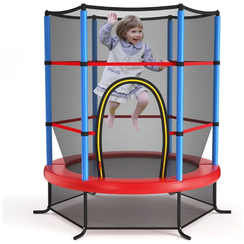 Trampolim Giantex para crianças, trampolim infantil aprovado pela ASTM 55 Mini com rede de proteção, design sem lacunas, fácil de montar trampolim 110v