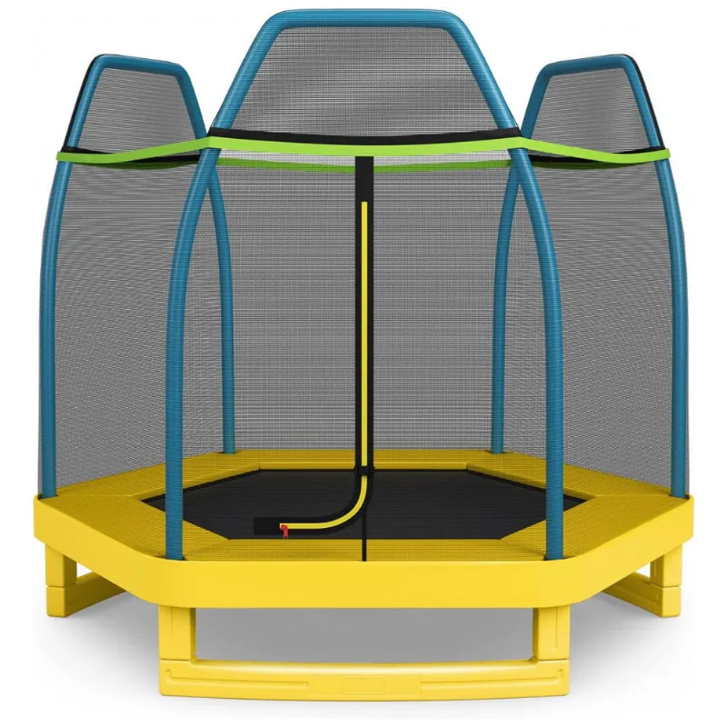 Trampolim DIÁRIO para crianças, trampolins recreativos de 7 pés, trampolim com compartimento de segurança de rede, mini trampolim interno externo