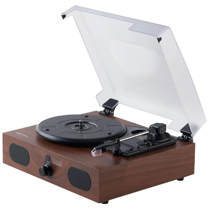 Toca Discos Retrô Com Alto Falantes Integrados E Bluetooth, , Marrom