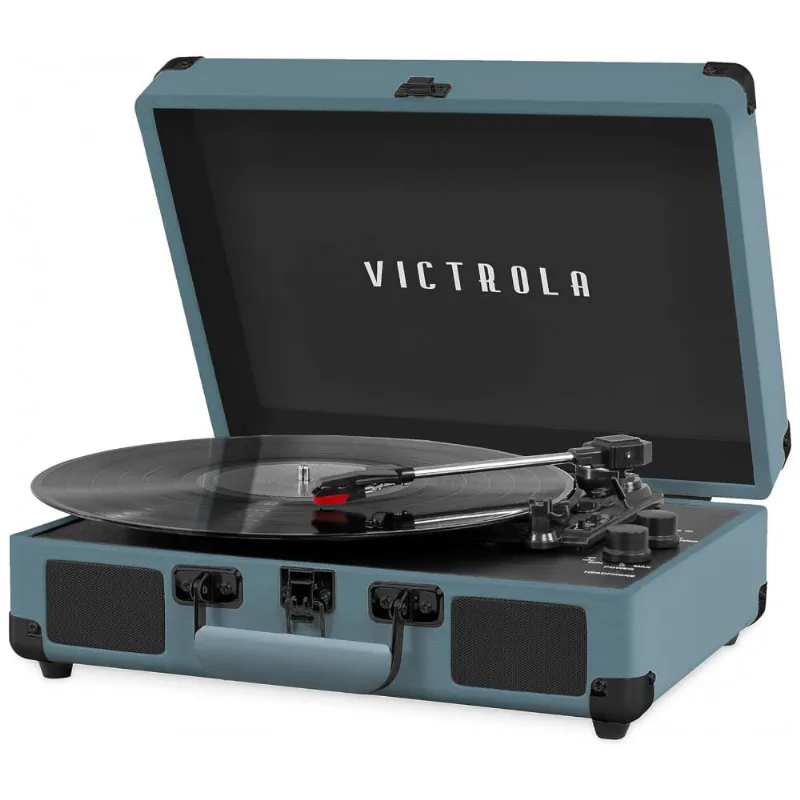 Toca Discos Vintage Com 3 Velocidades, Bluetooth, Alto Falantes Embutidos, Victrola Vsc550btsmb, Azul