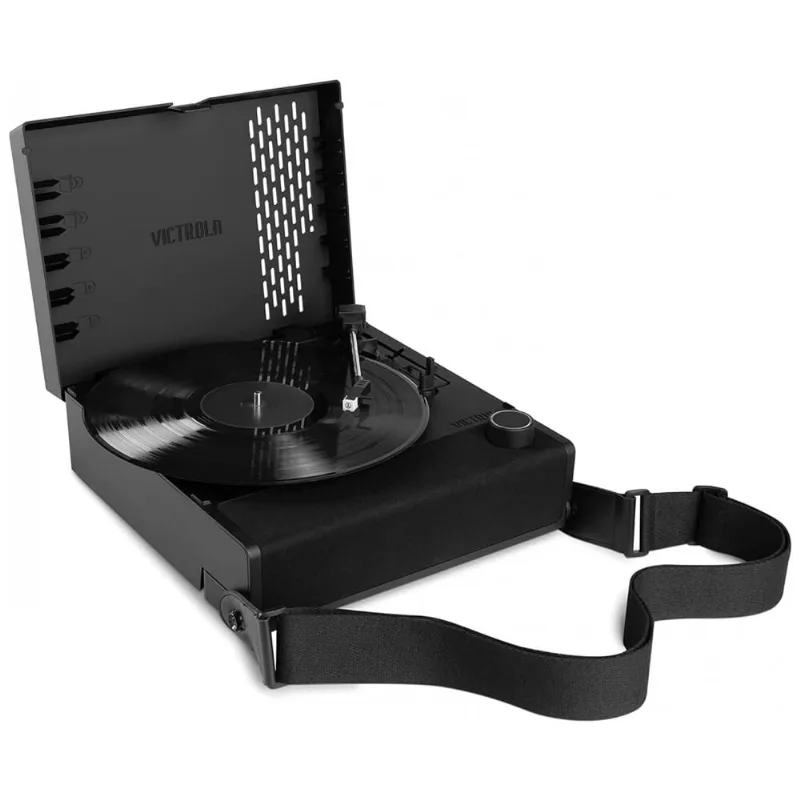 Toca Discos Recarregável Portátil Com Bluetooth E Alto Falantes Integrados, Victrola Revolution Go, Preto