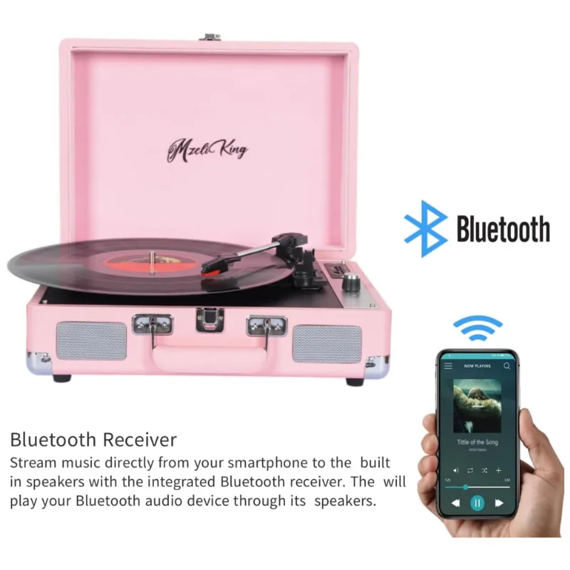 Toca Discos Com Alto Falantes Estéreo Integrados, Bluetooth, Usb E Aux Para Fone De Ouvido, Preto