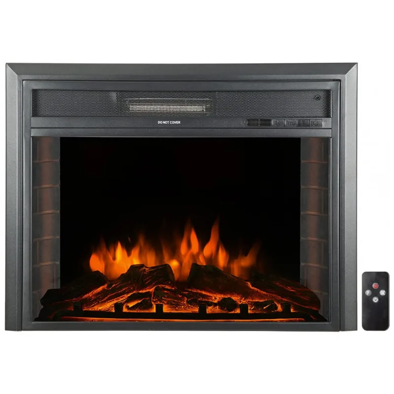 Lareira Elétrica De Embutir A52x66l Com Controle Remoto, 110v 1500w, Charavector, Preta