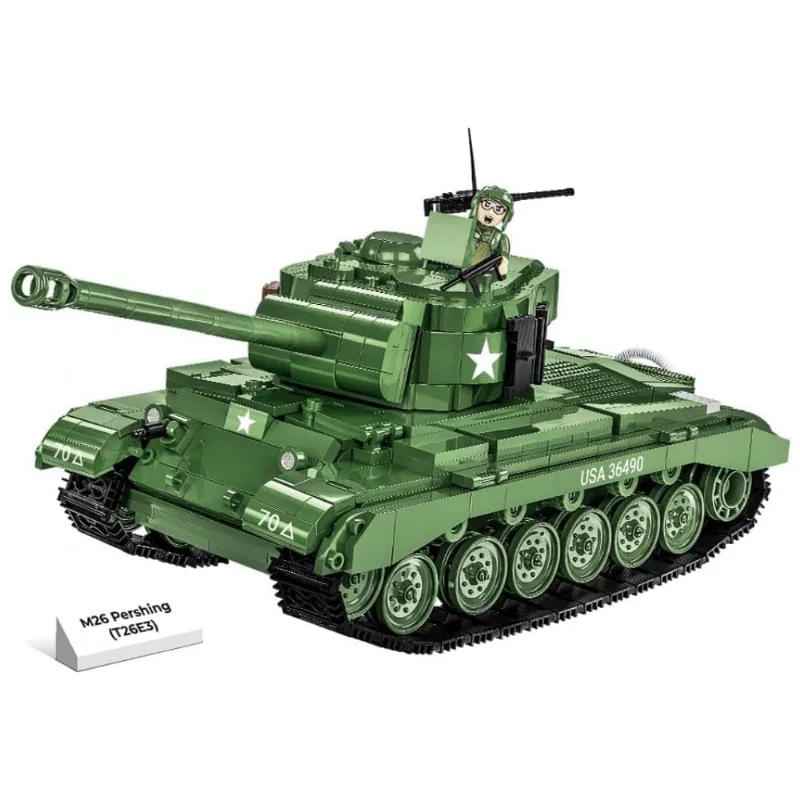 Kit de Construção Tanque M26 Pershing T26E3 da Segunda Guerra Mundial com 904 Peças, COBI, Verde