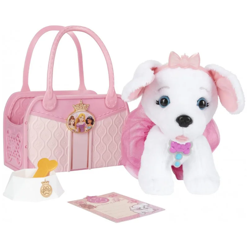 Cachorro de Pelúcia com Bolsa de Transporte e Acessórios, Coleção Disney Princesas