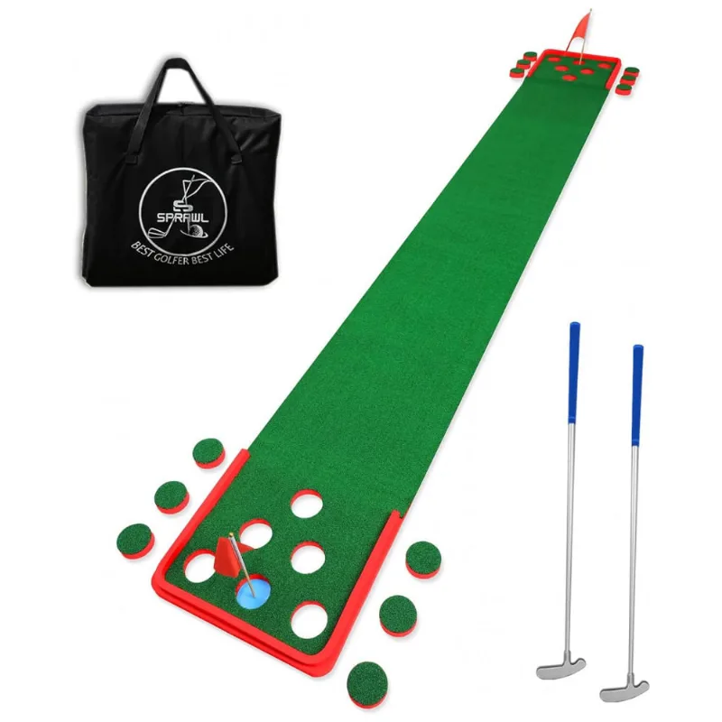 Tapete De Golfe Para Espaços Internos E Externos Com 2 Tacos Inclusos, Sprawl, Vermelho