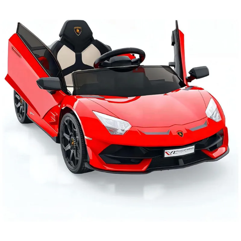 Carro Elétrico Infantil a Bateria com Controle Remoto, 2 Velocidades, Som, Faróis LED e Portas Hidráulicas, 12V, Hetoy Lamborghini, Vermelho 110v