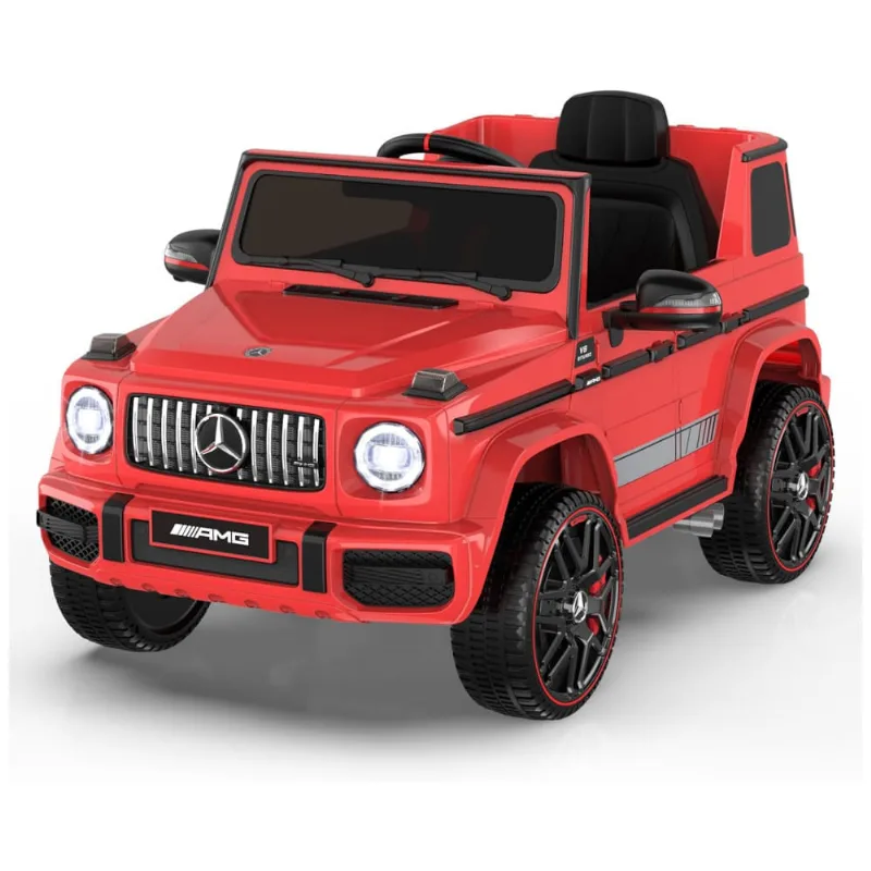 Carro Elétrico Infantil a Bateria com Controle Remoto, Farol LED, Reprodutor de Música e Buzina, 12V, ANPABO Mercedes-Benz G63, Vermelho